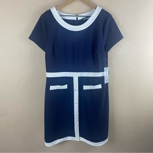 Karl Lagerfeld Paris Navy Blue White Colorblock Dress Career Stitchfix Zaha 12